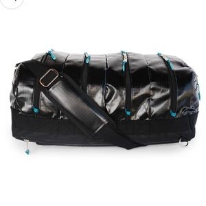 Sleek Black Duffel Bag with Teal Highlights